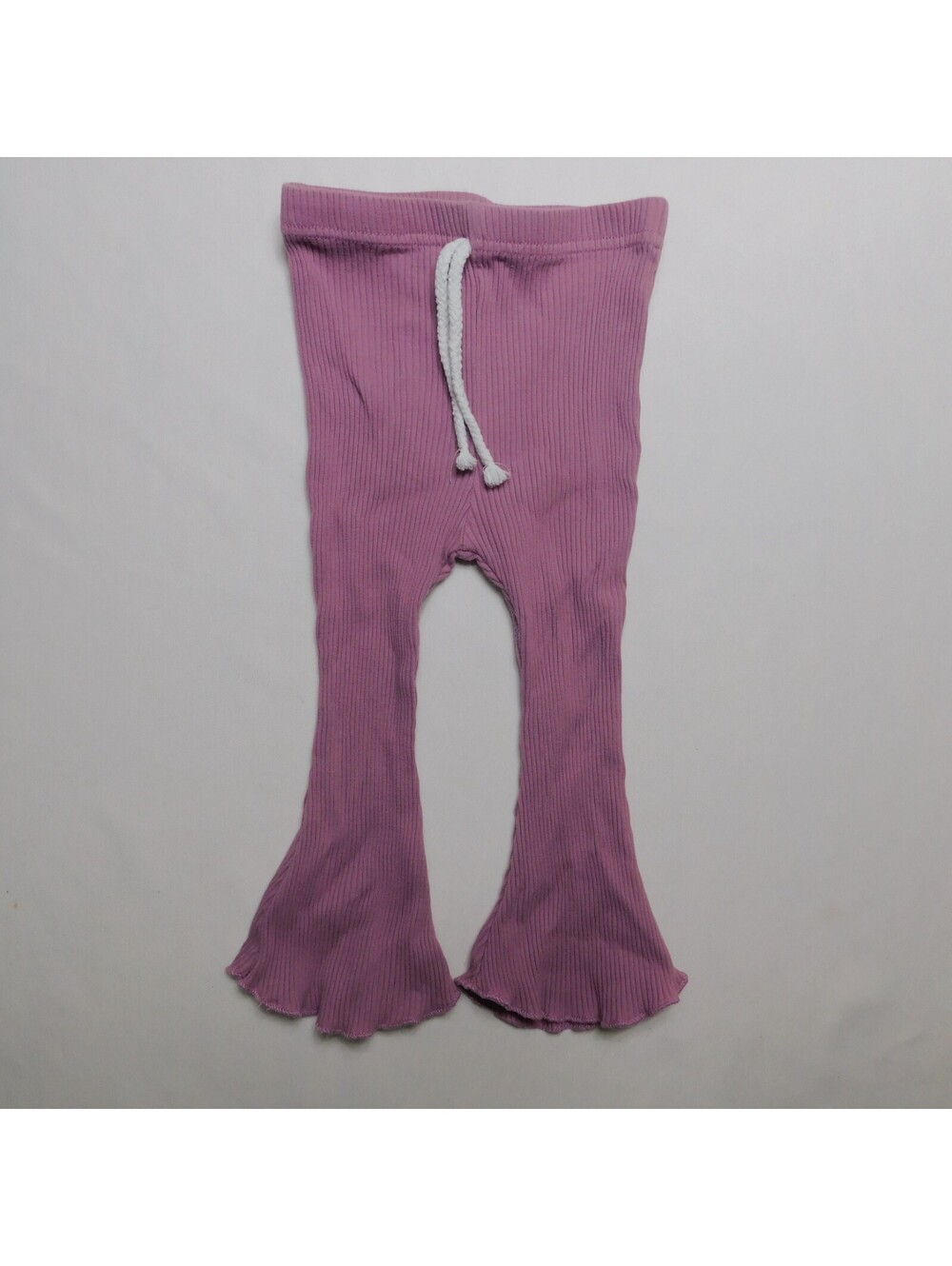 Toddler Girls Size 3T 100 Mauve Purple Ribbed Knit Flare Pants Bell Bottoms